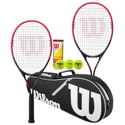 Image of Wilson Federer Tennis Racket Twin Set With Advantage Bag and 3 Championship Balls