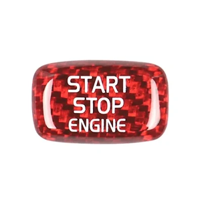 Image of Carbon Fiber Engine Start Stop Switch Sticker Trim Cover Ignition Button Cap Decor Decal Compatible with Volvo V40 V60 S60 S60L XC60 S80L DS07 (Red)