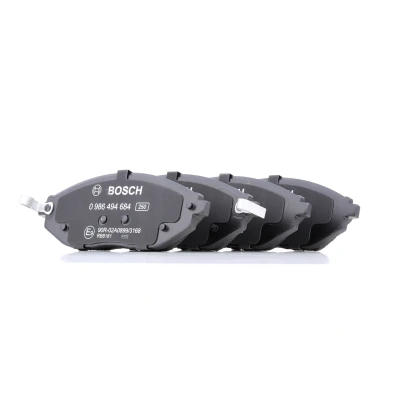 Image of BP1679, E990R02A08993168 Brake pad set BOSCH 0 986 494 684 Low Metallic with acoustic wear warning anti squeak plate CHEVROLET: Spark