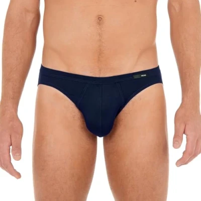 Image of HOM Men&#039;s Slip Micro Confort Tencel Soft Briefs, Bleu Marine, S