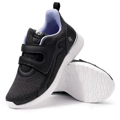 Image of FitVille Womens Lightweight Walking Shoes Wide Fit Fashion Trainers Adjustable Comfortable Sneakers for Plantar Fasciitis Black