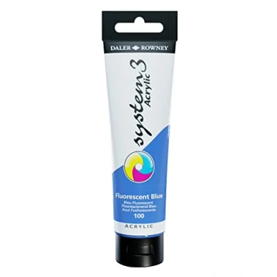 Image of Daler Rowney System3 Acrylic Paint, Plastic Tube, 5.07oz 150 ml, Fluorescent Blue