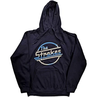 Image of The Strokes Hoodie OG Magna Band Logo Official Unisex Navy Blue Pullover M