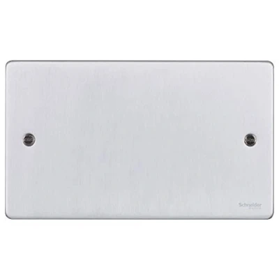 Image of Schneider Electric Ultimate Low Profile Double Blank Plate, GU8520BC, Brushed Chrome