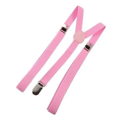 Image of MENS LADIES UNISEX ADJUSTABLE SLIM BRACES TROUSER SUSPENDERS FANCY DRESS CLIP ON (Pink)