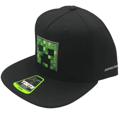 Image of Bioworld Minecraft Creeper Face Youth Cap Black