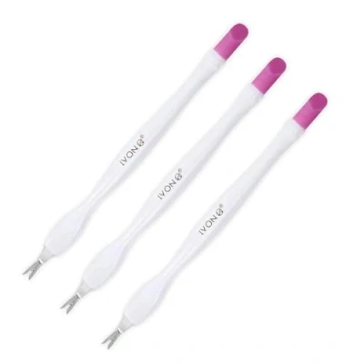 Image of IVON 3 Pack Nail Cuticle Trimmer Pusher Remover, Double End &amp; White Handle