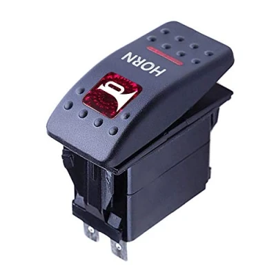 Image of Mintice™ Car Vehicle 12V 20A Red LED Light Rocker Toggle Switch 5Pin Horn