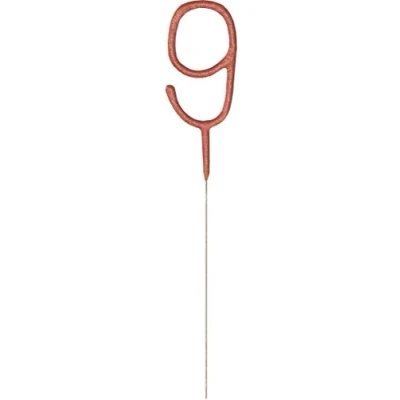 Image of Rose Gold 9th Glitz Birthday Sparkler (17cm) Perfect for Birthdays Cake Topper Decoration, Anniversary &amp; More 1 Pc