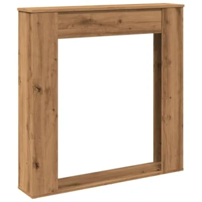 Image of vidaXL Fireplace Surround/Mantel Artisan Oak Engineered Wood, For Electric LED Flames, 100x20x100 cm, Stable &amp; Durable Home/Living Room Decor, Practical Shelf