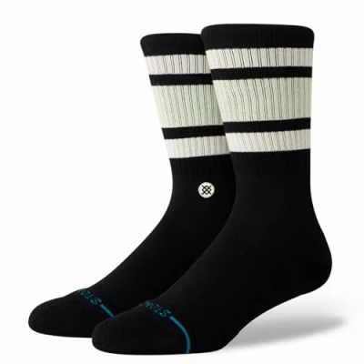 Image of Stance Boyd Crew Socks Blue Black Striped Multi Calf Medium