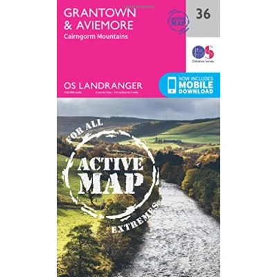 Image of Landranger Active 36 Grantown, Aviemore &amp; Cairngorm Mountains Map With Digital Version