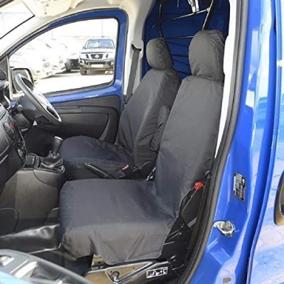 Image of UK Custom Covers SC303BAD2 Tailored Heavy Duty Waterproof Front Seat (WITH Folding Passenger Seat) Black Compatible With Citroen Nemo 2008 Onwards