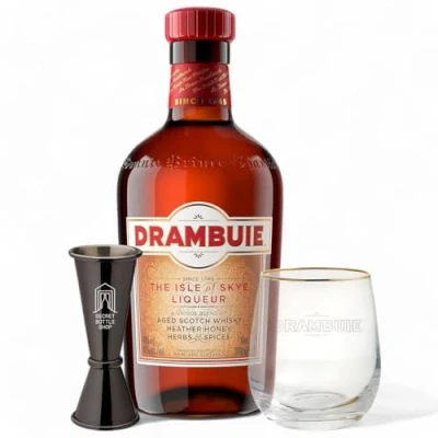Image of Drambuie Whisky Liqueur Glass &amp; Jigger Gift Set 70cl Gifts, Gifts For Him, Sets