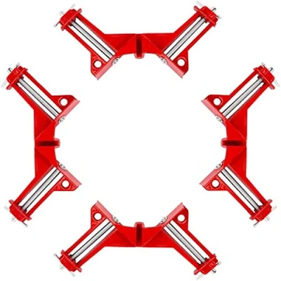 Image of Hozzwhoo 4pcs 90 Degree Right Angle Clamp Adjustable Wood Vice Miter Woodworking Frame DIY Photo Glass Fish Tank