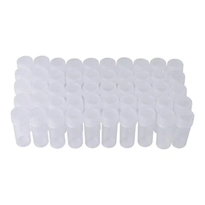Image of 50pcs 5ml Small Plastic Sample Tubes With Lids Volume Bottles Storage Container Test Tube Vial Bore Dia14mm Height 40mm