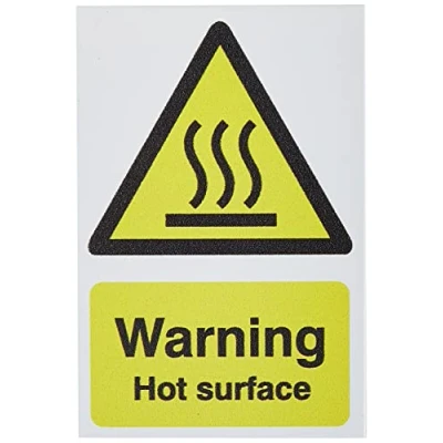 Image of Seco Warning Hot Surface Sign, 50mm x 75mm (Pack of 5) 1mm Semi Rigid Plastic