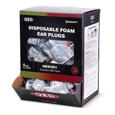 Image of QED 301 Disposable Foam Earplugs SNR39db 200 Pairs