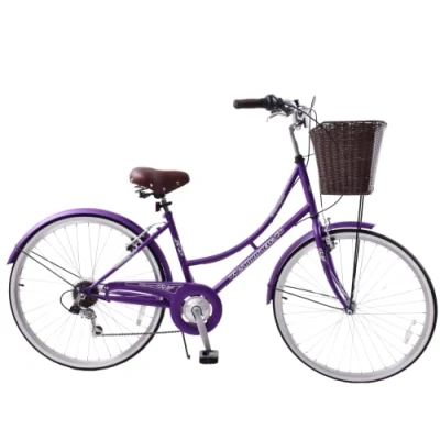 Image of Ammaco Classique 26&quot; Wheel Heritage Traditional Classic Ladies Lifestyle Bike &amp; Basket 16&quot; Frame Dutch Style Purple
