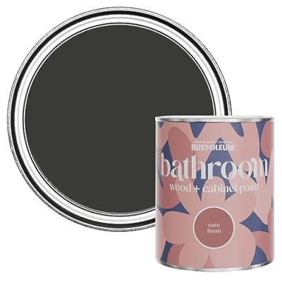 Image of Rust Oleum Black Moisture Resistant Bathroom Wood and Cabinet Paint in Satin Finish DARK MAGIC 750ml