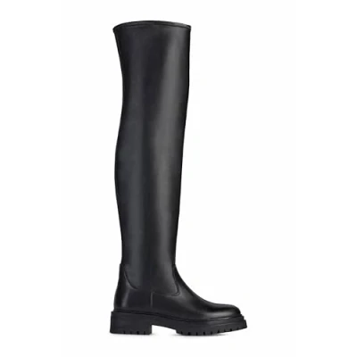 Image of Geox Overtheknee boots, Women&#039;s, Size: 7.5, Schwarz Leather/synthetics