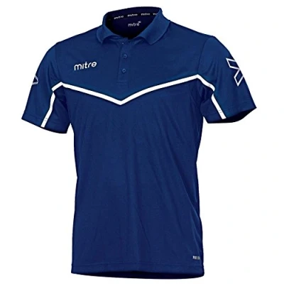 Image of Mitre Men Primero Football Training Polo Shirt Navy/White X Small