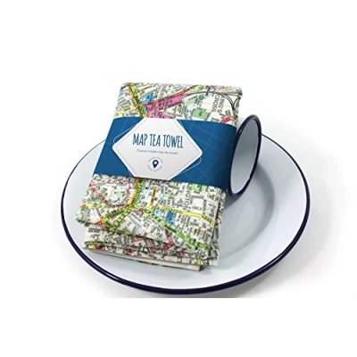 Image of Personalised Cotton Map Tea Towel London Street Mapping (postcodes within the M25)