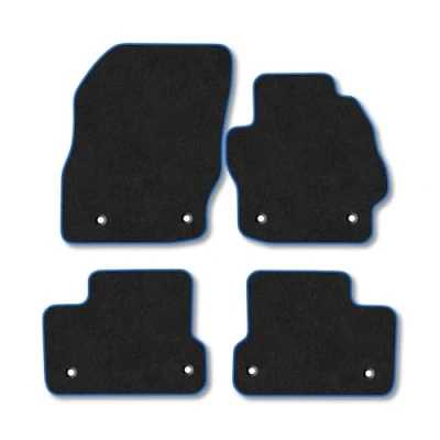 Image of Car Mats Compatible with Mazda 3 (2009 2013) Tailored Fit Blue Carpet Floor Set Accessory Custom 4 Pieces Anti Slip Backing &amp; Binding Trim Edge
