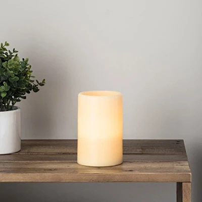 Image of Lights4fun Small Church Pillar Battery Operated Wax LED Candle with Timer