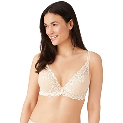 Image of Wacoal Women&#039;s Embrace Lace Plunge Convertible Contour Bra, Opaque, Naturalnude/Iv, 36C