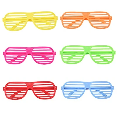 Image of XNHIU Euvoym 12 PCS 80&#039;s Party Slotted Sunglasses Neon Color Shutter Glasses Bright Coloured Shades for Night Out 80s Decoration (12), colorful