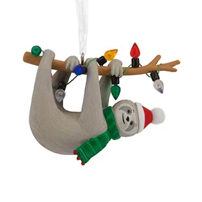 Image of Hallmark Festive Sloth on Tree Branch Christmas Ornament