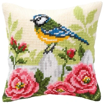 Image of Vervaco Blue Tit Cross Stitch Cushion, Multi Colour