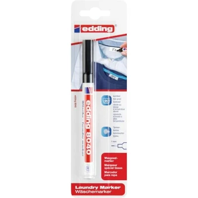Image of edding 8040 laundry marker black 1 pen round nib mm textile for labelling clothes, wash resistant at 95C