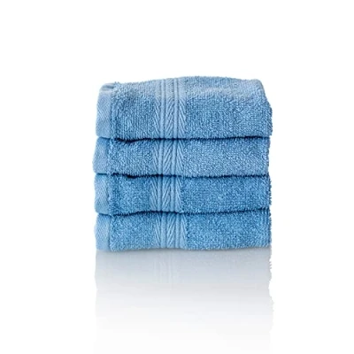 Image of ALCLEAR set of terry hand towels, range soft and highly absorbent OEKOTEX 100 certified, 5 colours &amp; sizes, colour: JEANS BLUE, 4 x guest towels 30 50 cm