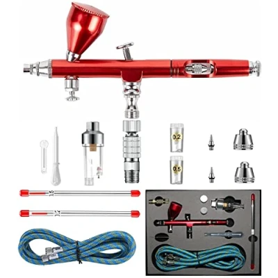 Image of ABEST New Professional 0.2mm .3mm .5mm Dual Action Airbrush Spray Paint Gun Kit Complete Set for General Purpose Art and Craft Projects Model Railroad Detailing R/C Car Bodies Plastic Kits