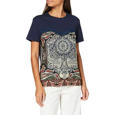 Image of Desigual Women&#039;s Ts_belsi 5000 Navy T Shirt, Blue, X Small