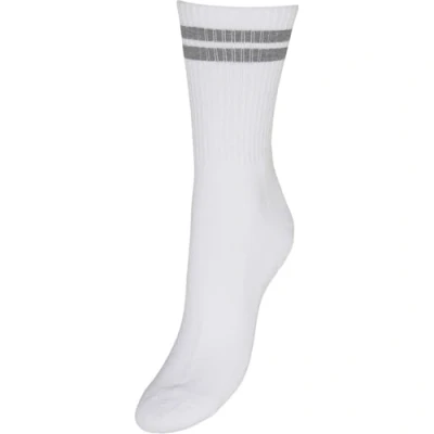 Image of VERO MODA Women&#039;s VMMEL Stripe Sporty Socks NOOS, Snow White/Stripes:Grey Melange, One Size