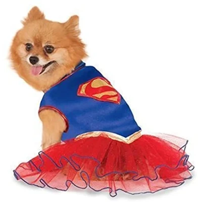 Image of Rubie&#039;s Official DC Comics Supergirl Pet Dog Costume Tutu Dress, Size: Large Neck to Tail 22 Inch, Chest 20 Inch Halloween
