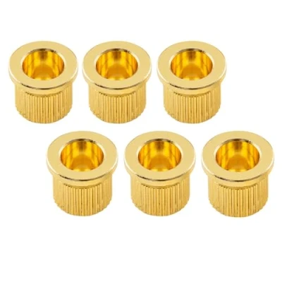 Image of Musiclily Ultra 5/16 Inch 8.3mm Full Solid Brass G TLB 1 Style Ferrules String Through Body Rear Mount Bushings for Tele Electric Guitar, Gold (Set of 6)