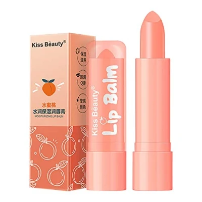 Image of JOYISURE Peach Lip Balm,Kiss Beauty Balm Multipack Natural Moisturising Hydrating and Nourishing Moisturiser Organic Moisturizing Care,Soothes Dry Lips,3.5g (Peach)