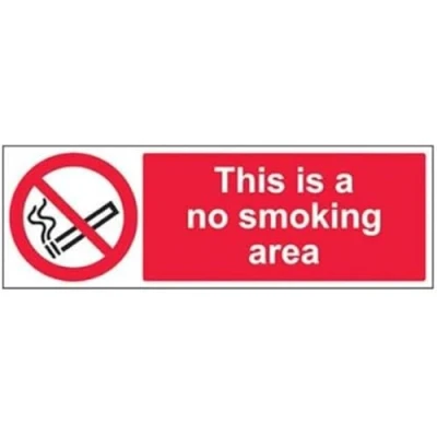 Image of V Safety This Is A No Smoking Area Prohibition Sign 450mm x 150mm Self Adhesive Vinyl