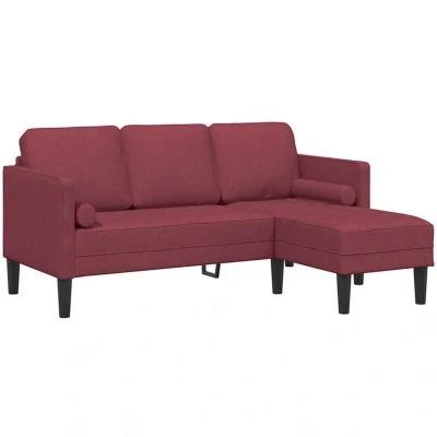 Image of vidaXL 3 Seater L Shaped Sofa Wine Red 160 cm Fabric