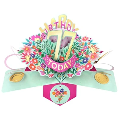 Image of Happy 77th Birthday 77 Today Pop Up Greeting Card Love Kate&#039;s Cards Her POP215MC77