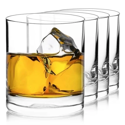 Image of Luigi Bormioli Classico Set of 4 DOF Glasses, 13.5 Oz. Whiskey Glass, Made in Italy Drinking Crystal Son hyx Dishwasher Safe