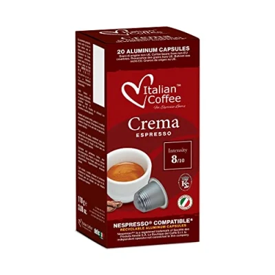 Image of Nespresso compatible capsules Italian Coffee Espresso pods (Crema, 100 Aluminium Pods)