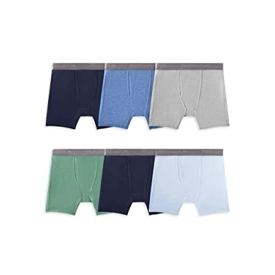 Image of Fruit of the Loom Mens 360 Stretch Boxer Briefs (Quick Dry &amp; Moisture Wicking), Regular Leg Coolsoft 6 Pack Colors May Vary, M