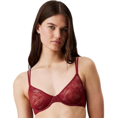Image of Calvin Klein Women&#039;s Unlined Demi 000qf7103e Demi, Red (Syrah), 34 / A