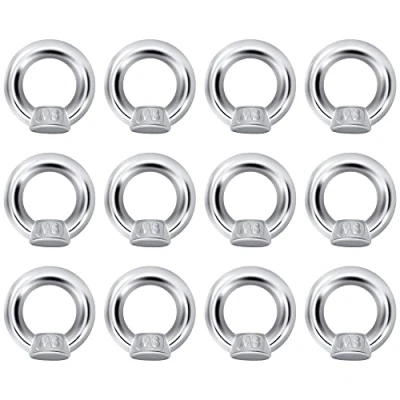 Image of QIMEI SHOP Lifting Eye Nut M8 Ring Nuts 304 Stainless Steel Female Threaded Fastener for Accessories 12 Pcs