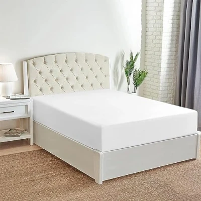 Image of Deep Fitted Sheet 25cm Plain Dyed Non Iron Polycotton Bed Mattress Cover Elasticated Pocket (Double, White)